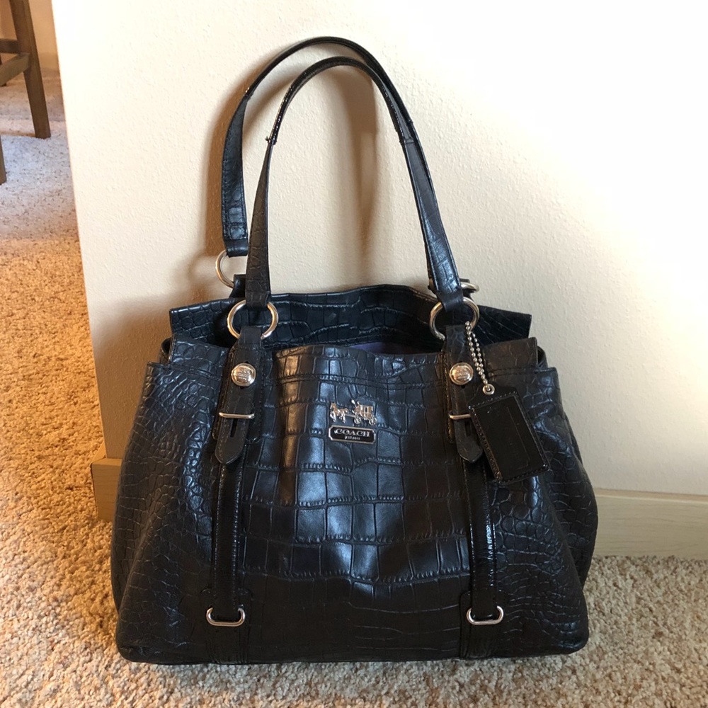 Coach Crocodile Embossed Leather Carryall Mia Bag